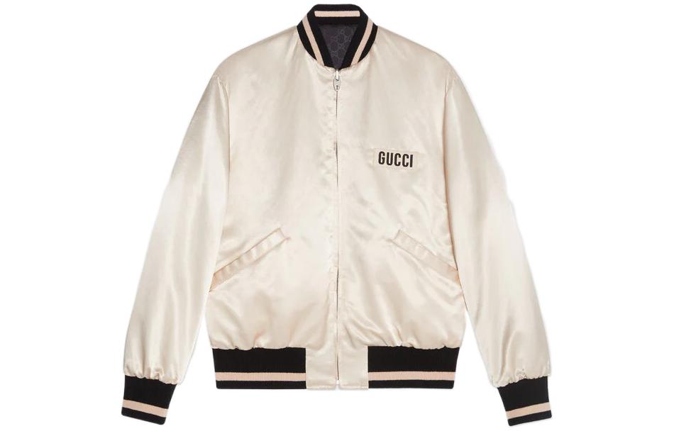 Order GUCCI SS22 Jaket Bomber Kalis Air Nylon Boleh Balik Putih 672259-ZAHV9-1043