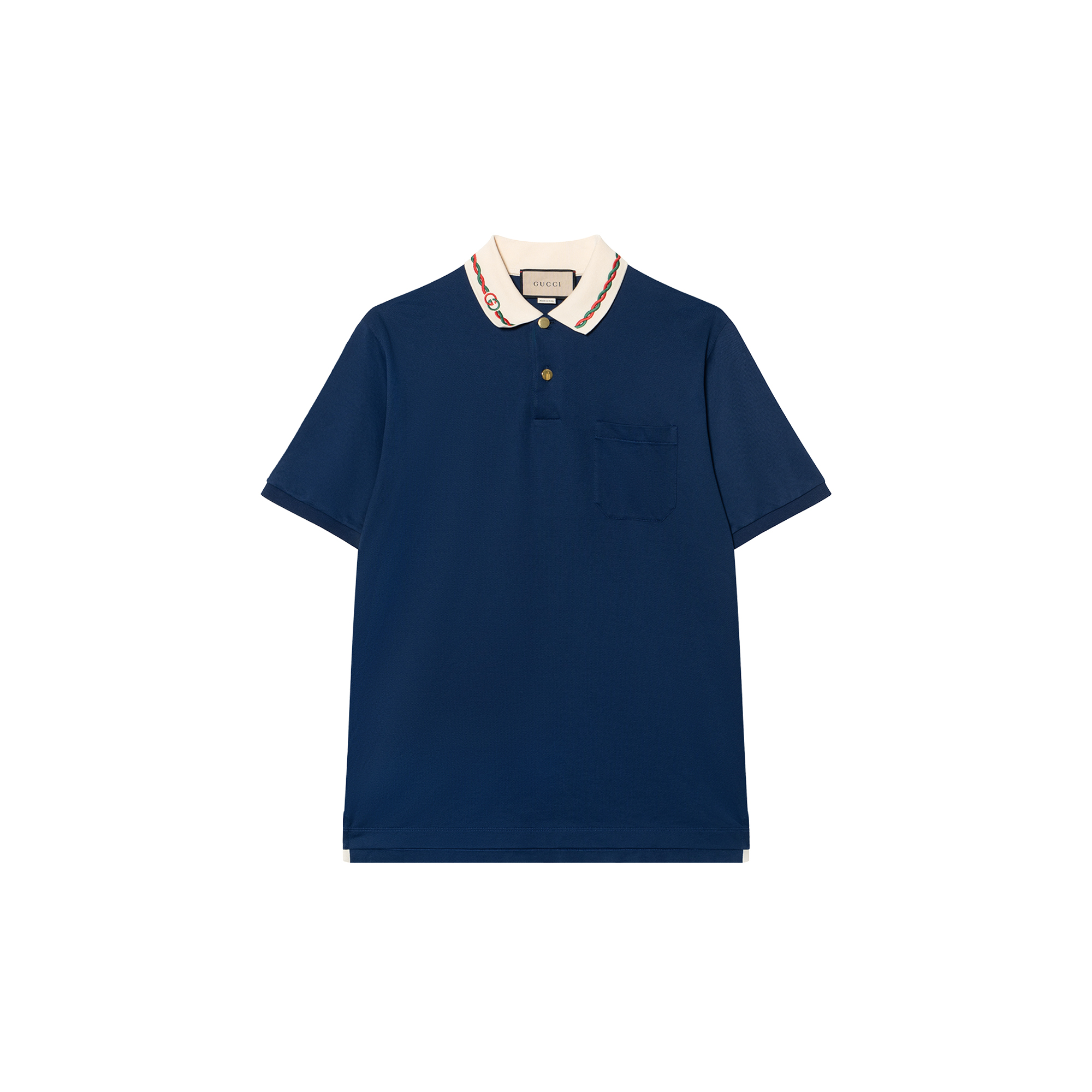 GUCCI SS22  Solid Navy Polo Shirt with Logo Embroidery 692141-XJD69-4684