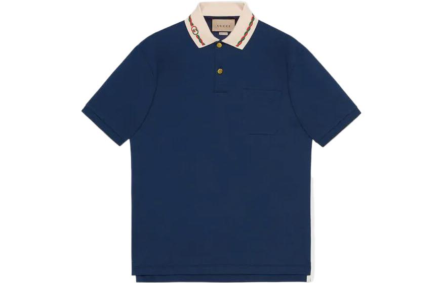 GUCCI SS22  Solid Navy Polo Shirt with Logo Embroidery 692141-XJD69-4684 圖 2