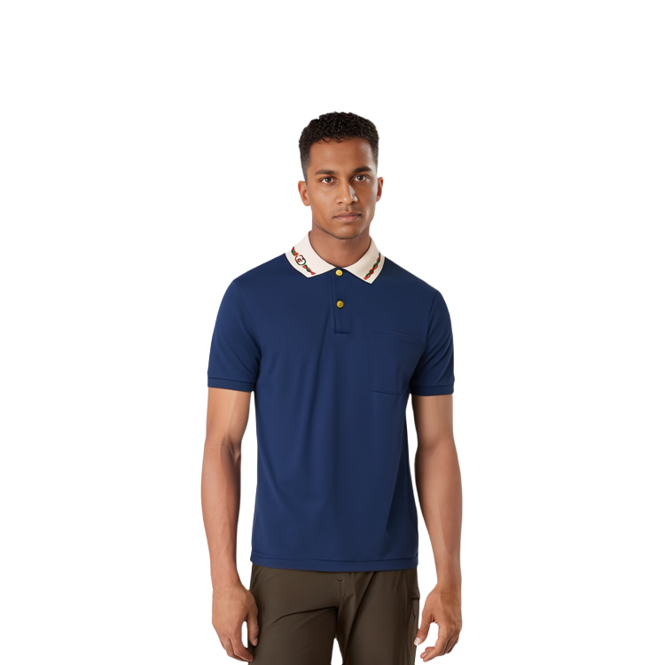 GUCCI SS22  Solid Navy Polo Shirt with Logo Embroidery 692141-XJD69-4684 圖 3