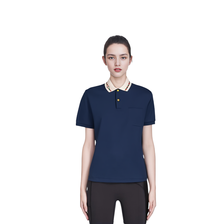 GUCCI SS22  Solid Navy Polo Shirt with Logo Embroidery 692141-XJD69-4684 圖 5