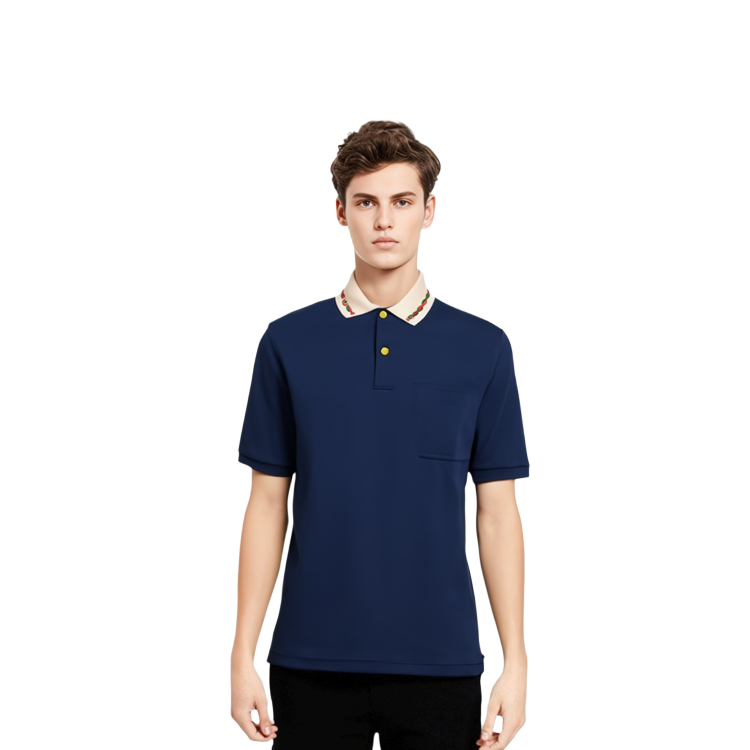GUCCI SS22  Solid Navy Polo Shirt with Logo Embroidery 692141-XJD69-4684 圖 6