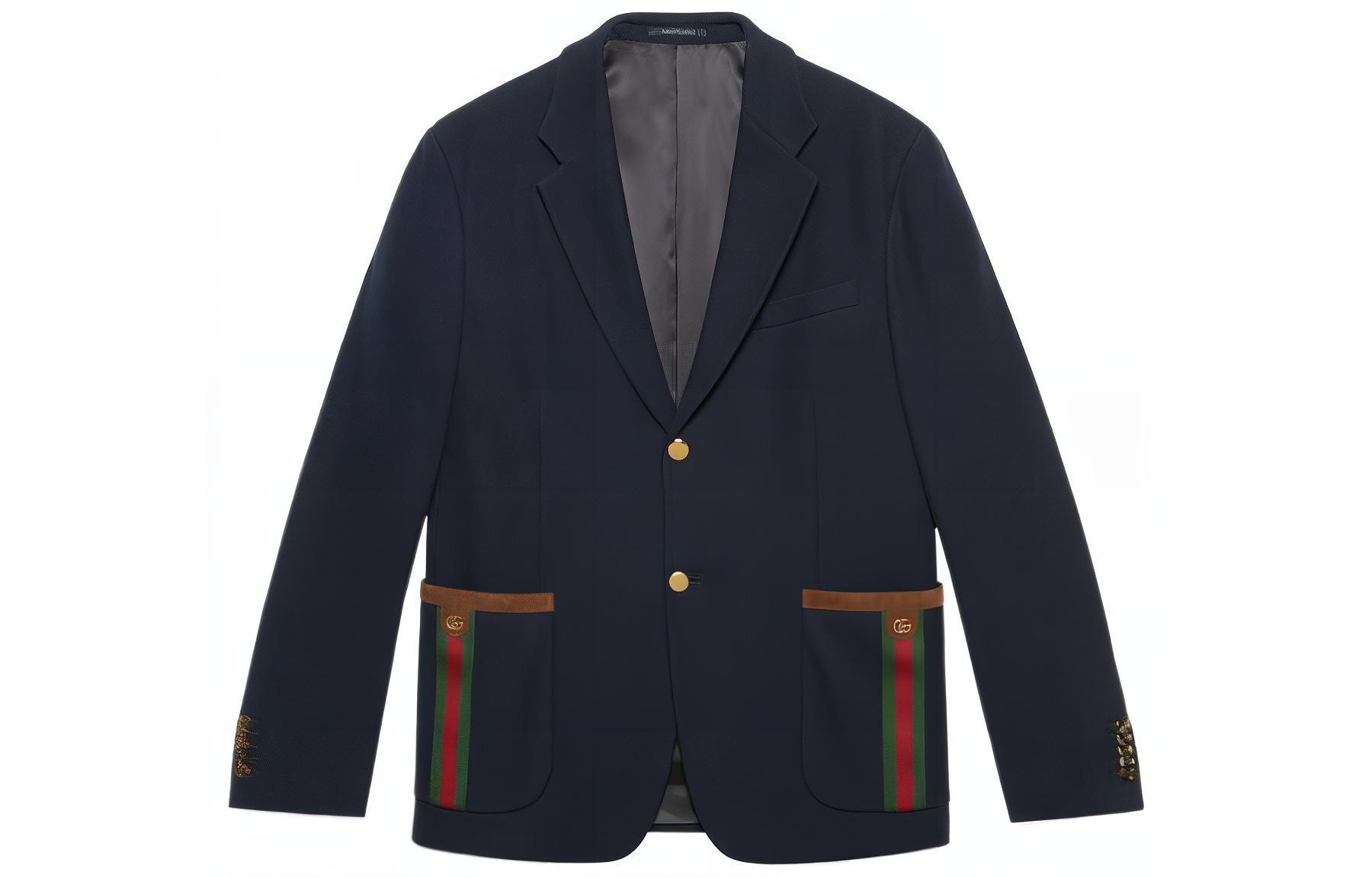 GUCCI SS22 Aria Navy Blue Pinstripe Single-Breasted Blazer Jacket for Men 673264-Z8AR0-4433