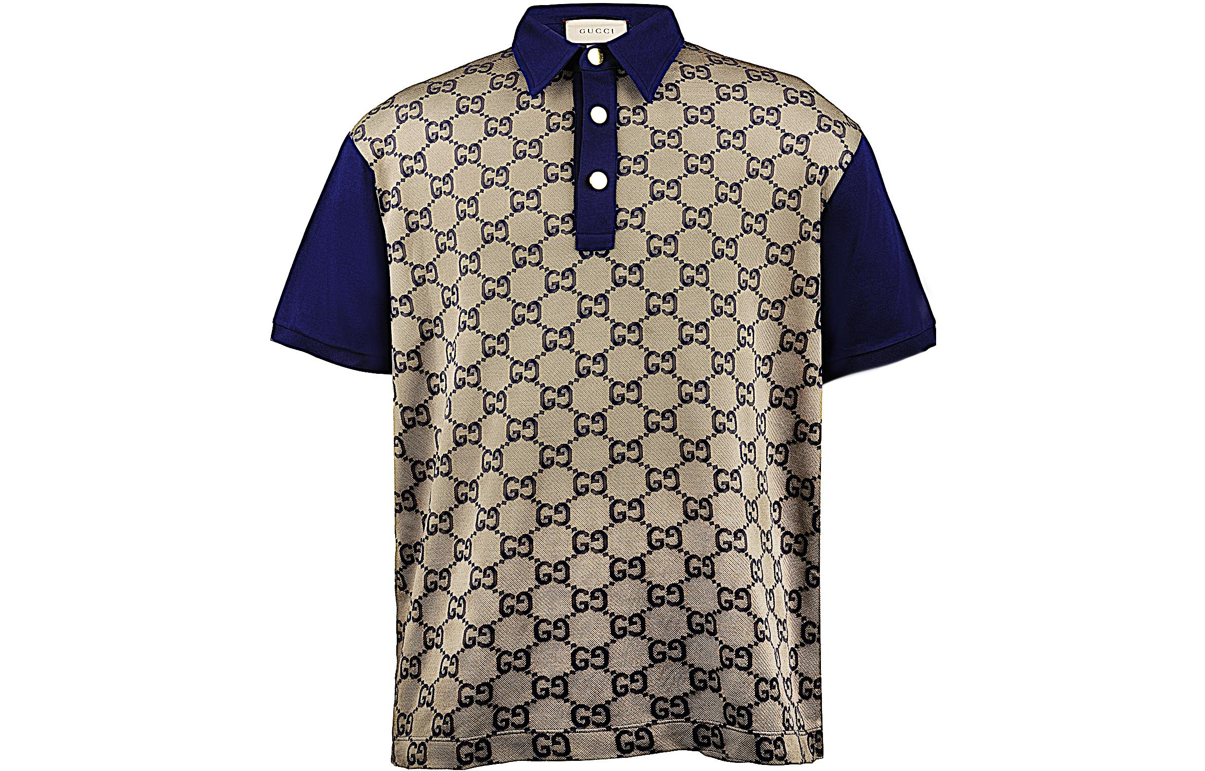 Gucci SS22 Beige Monogram Lido Short Sleeve Polo Shirt Men 682015-XJD1-F2480
