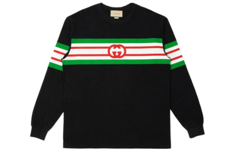 Gucci SS22 Black Crewneck Sweatshirt with Logo Print for Men 581903-XJDAG-1082