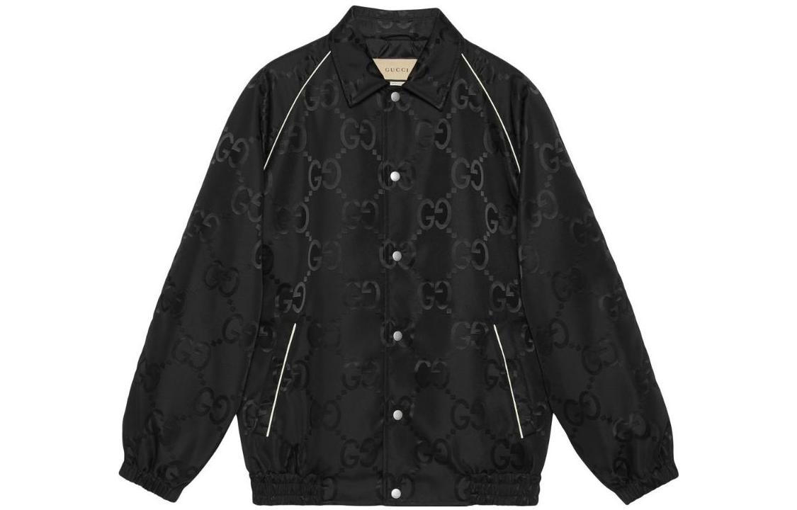Gucci SS22 Black Elastic Trim Logo Embroidered Print Jacket for Men 694137-ZAJJM-1043