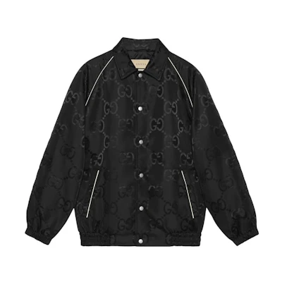 Gucci SS22 Black Elastic Trim Logo Embroidered Print Jacket for Men 694137-ZAJJM-1043
