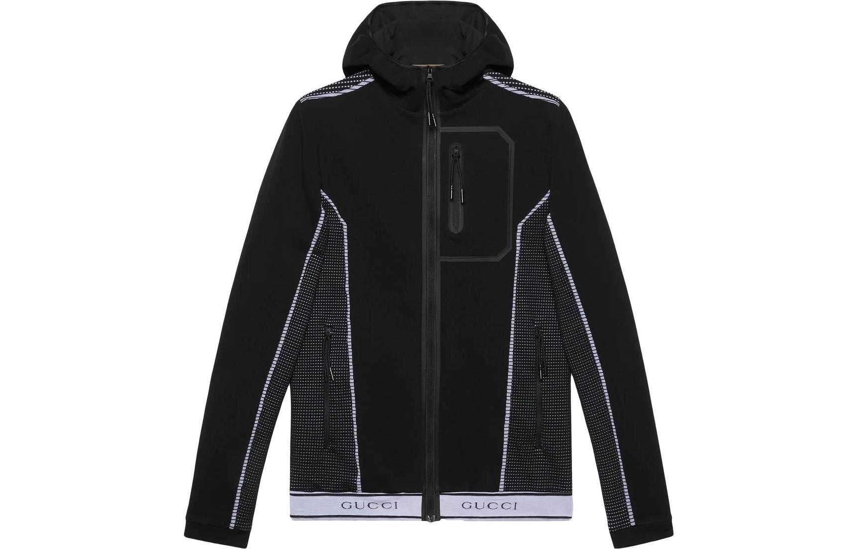 Gucci SS22 Black Jacquard Zip-Up Straight-Cut Hooded Jacket 703361-XJEH2-1070