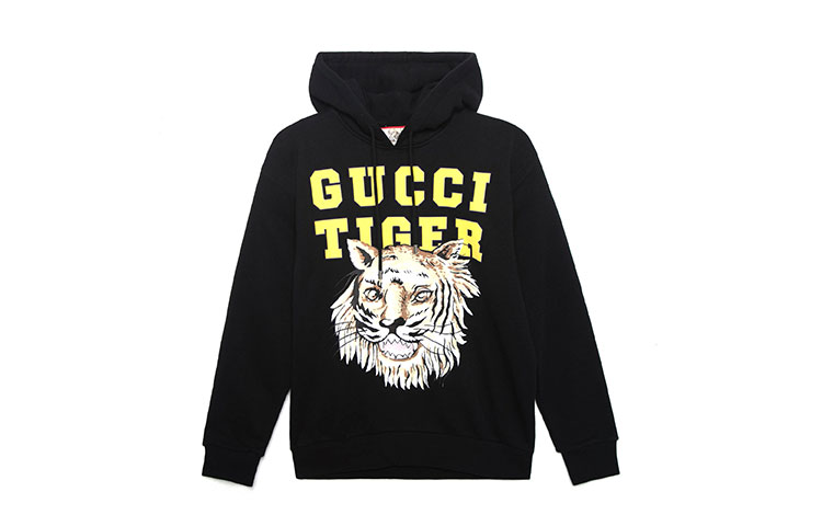 Gucci SS22 Black Loose Fit Hoodie with Tiger Head Print 623244-XJD3T-1152