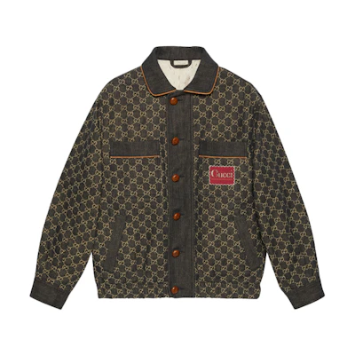 Gucci SS22 Black Printed Denim Collar Jacket 669599-XDBR2-1080