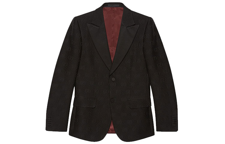 Gucci SS22 Black Slim GG Striped Wool Silk Blazer 625325-ZADC7-1000