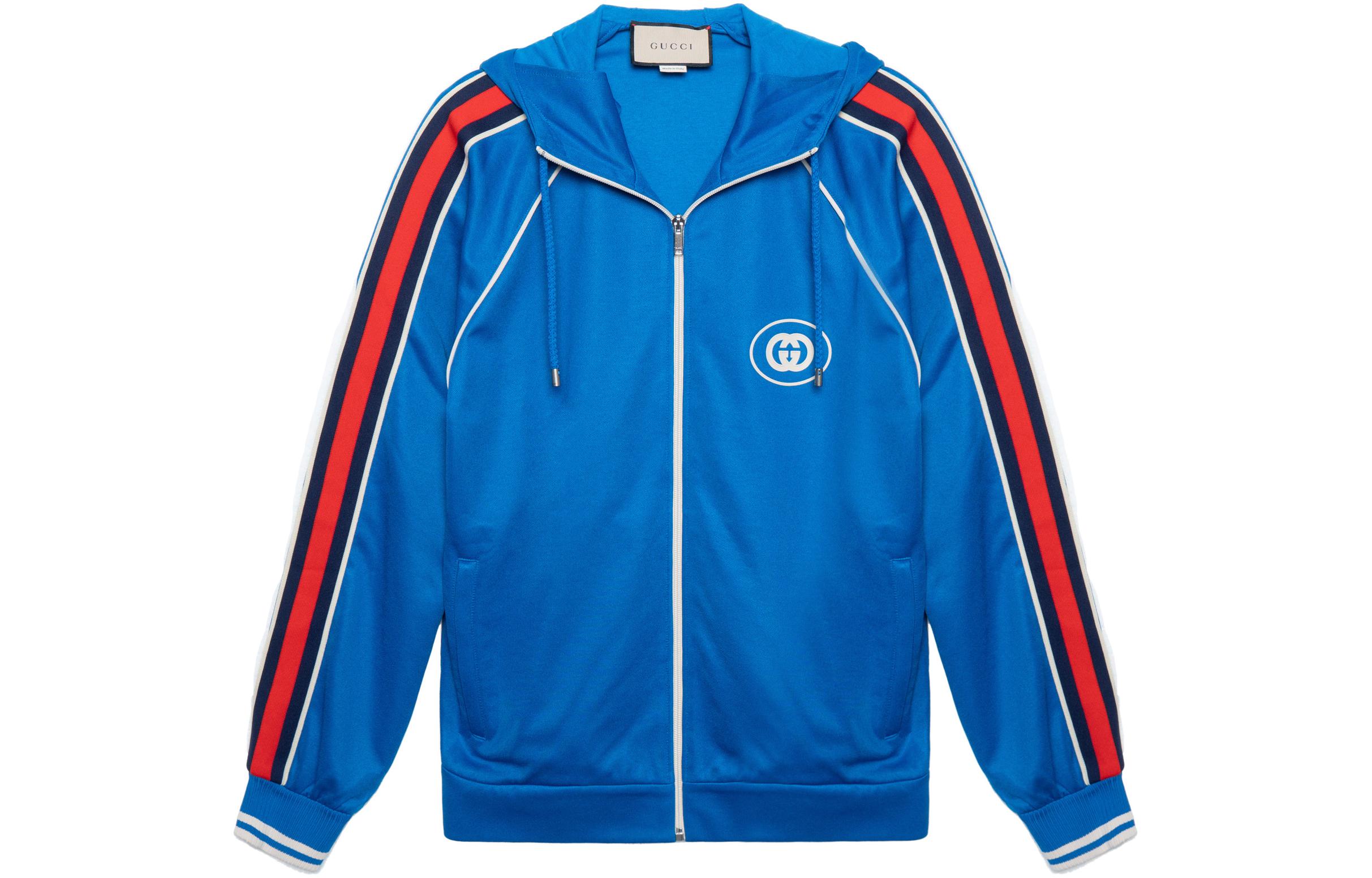 Gucci SS22 Blue Monogram Double G Knit Track Jacket 703604-XJEES-4658
