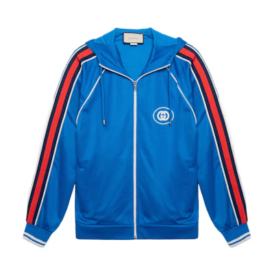 Gucci SS22 Blue Monogram Double G Knit Track Jacket 703604-XJEES-4658