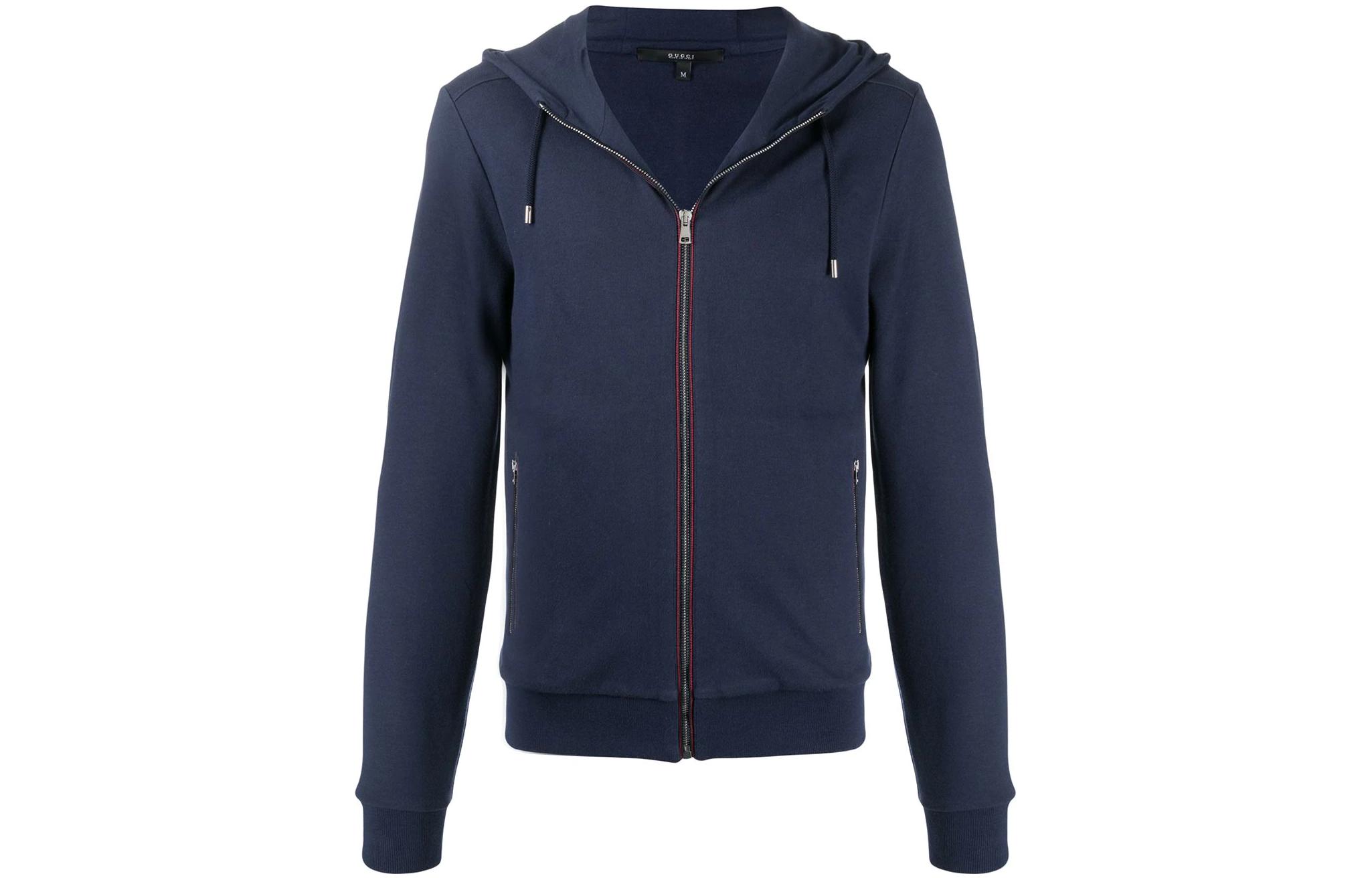 Gucci SS22 Blue Solid Color Hoodie with Zipper & Drawstring 269028-X3634-4208