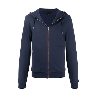 Gucci SS22 Blue Solid Color Hoodie with Zipper & Drawstring 269028-X3634-4208