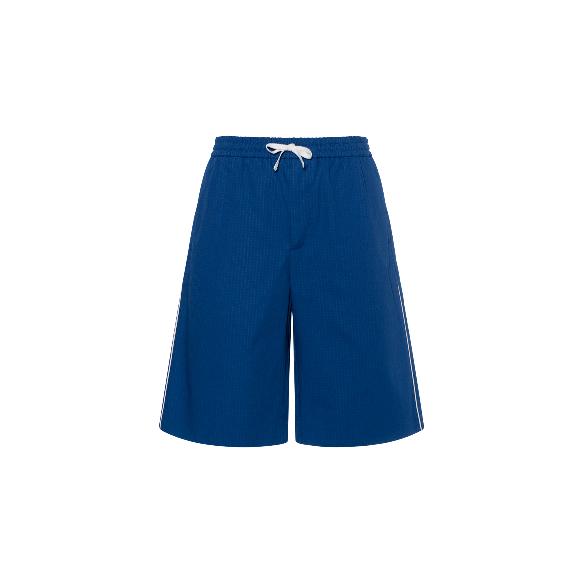 Gucci SS22 Blue Straight-Leg Drawstring Shorts with Side Stripe 630204-ZAEP7-4207