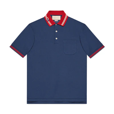 Gucci SS22 Blue Striped Button-Up Polo Shirt for Men 658067-XJDI2-4714