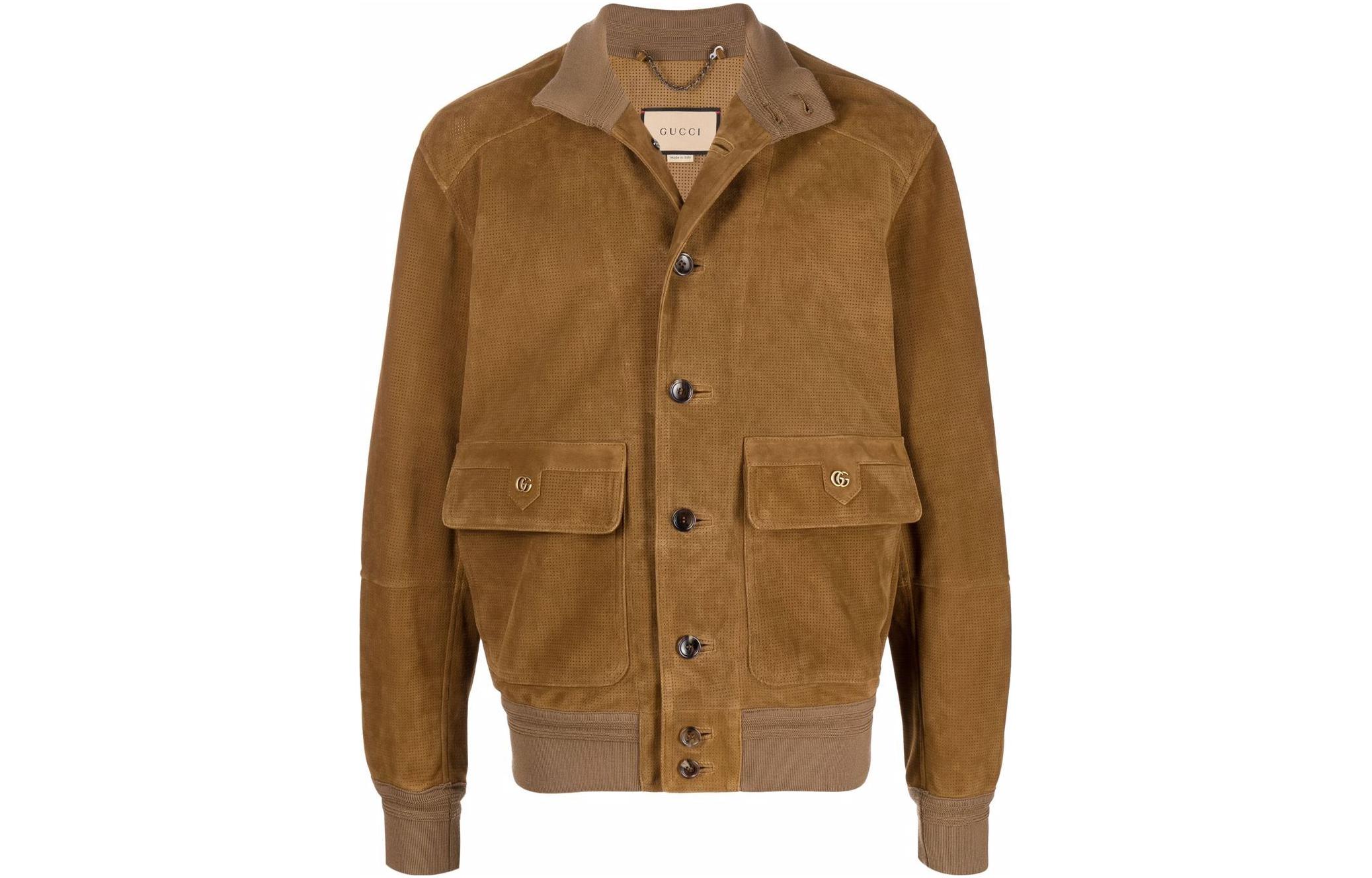 Gucci SS22 Brown Single-Breasted Jacket with Logo Patch 669051-XNAO3-2001