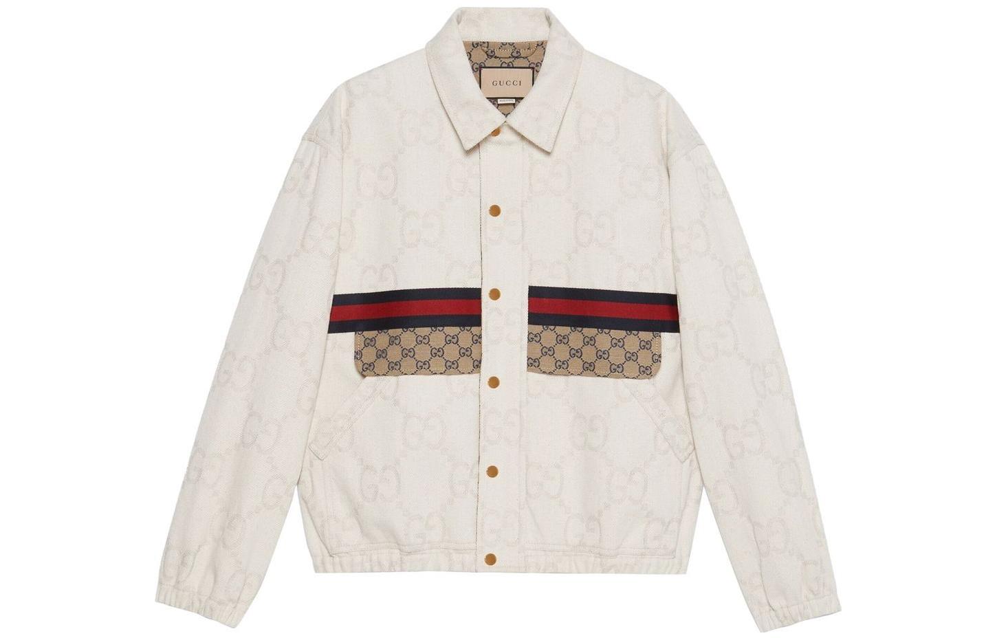 Gucci SS22 Color-Block Logo Print Long-Sleeve White Jacket 693205-XDB2G-9207