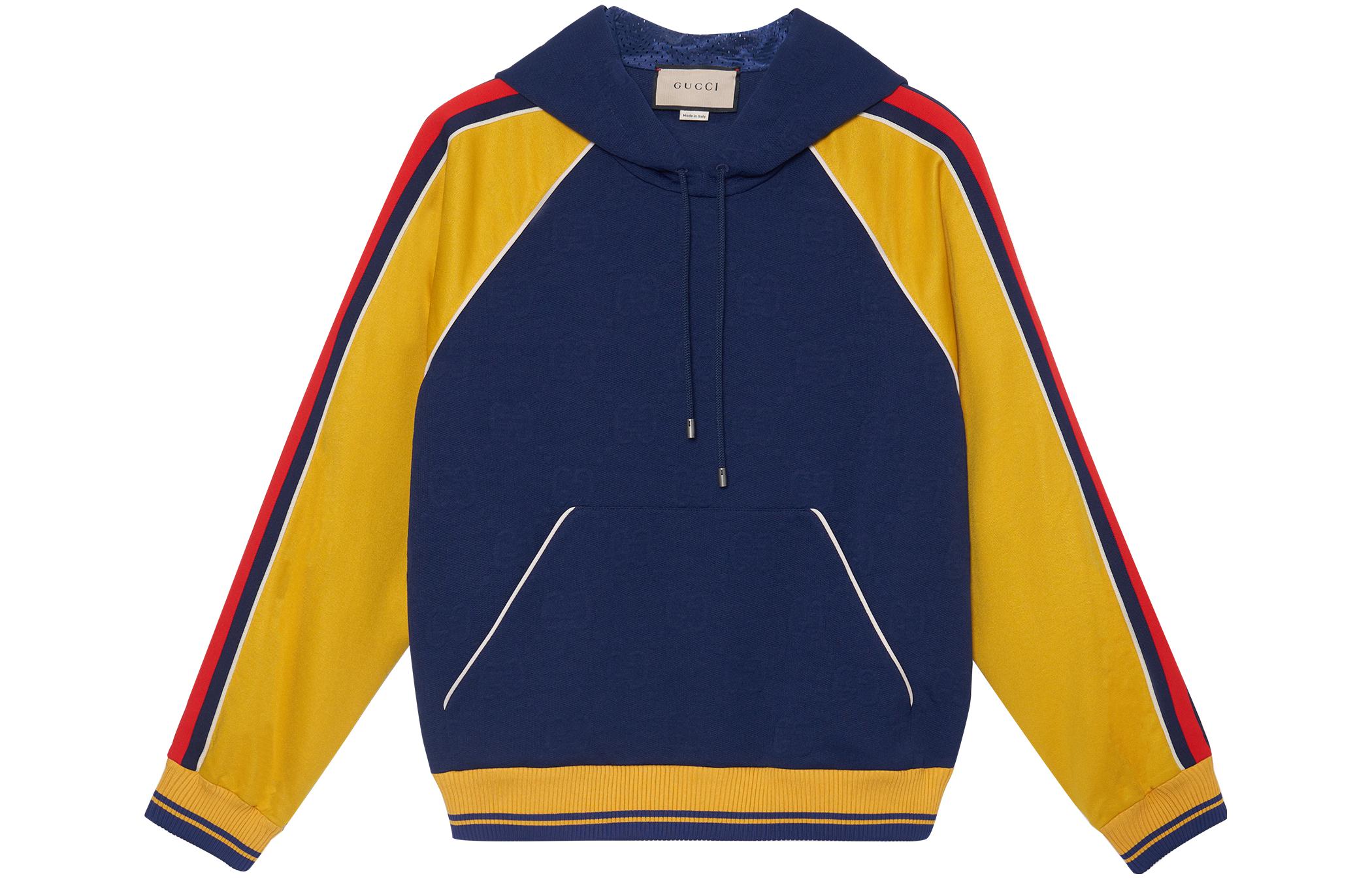 Gucci SS22 Colorblock Blue Hoodie with Large Pocket for Men 676100-XJDVW-4462