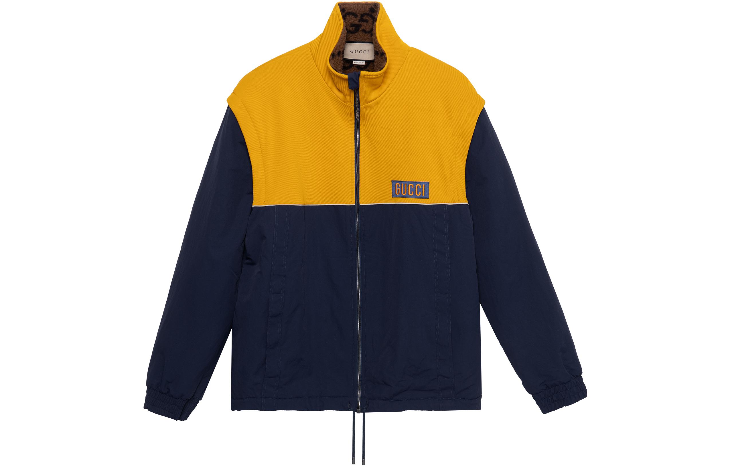 GUCCI SS22 Colorblock Zip Long Sleeve Jacket with Detachable Sleeves Navy Men. 673635-XJDVC-7211