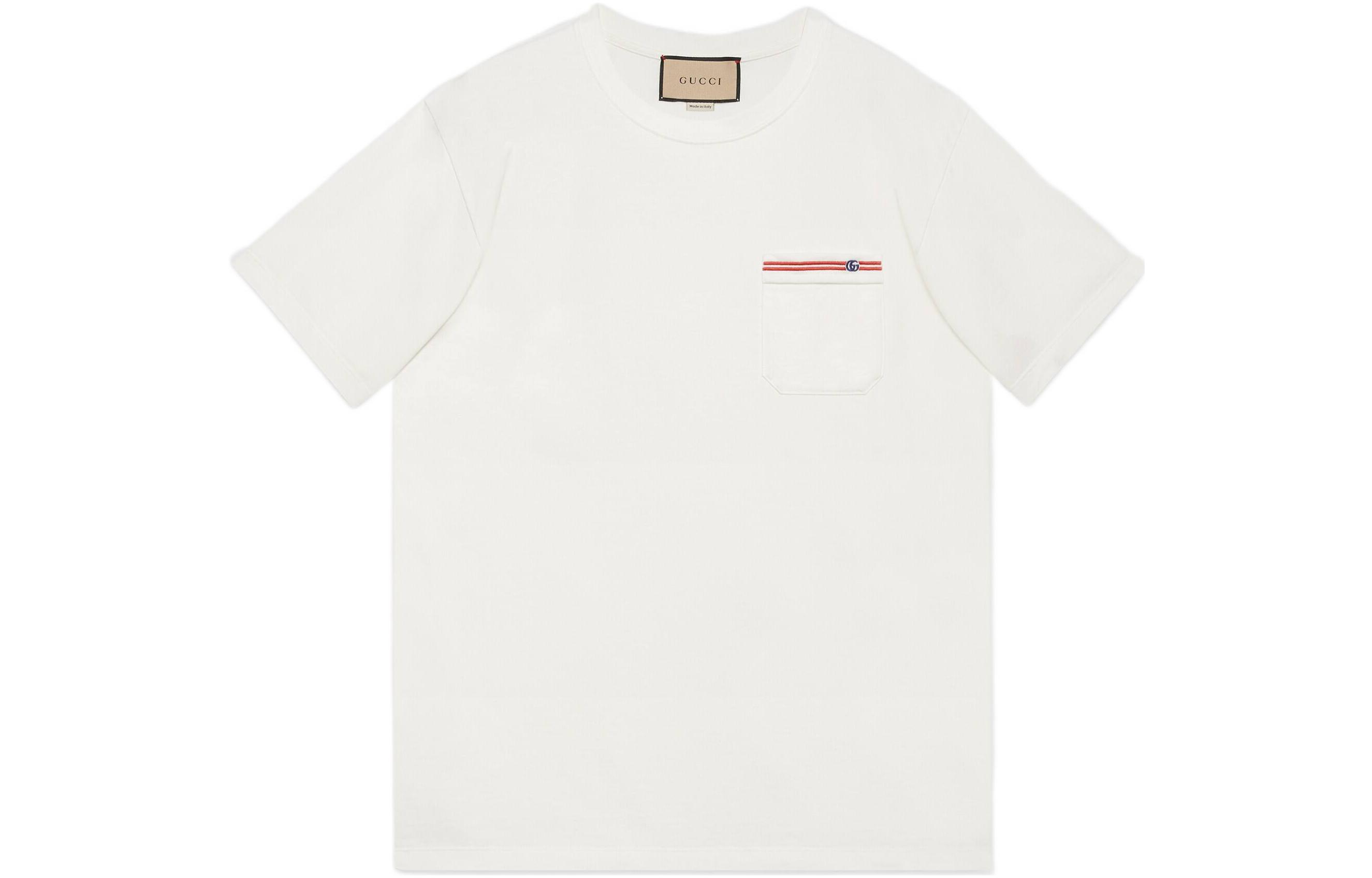 Gucci SS22 Cream Embroidered Pocket Cotton Tee 673710-XJDVI-9088