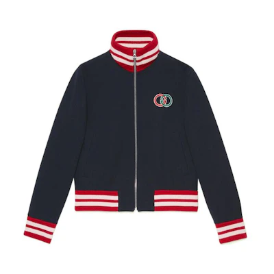 Gucci SS22 Double G Pattern High-Neck Jacket in Dark Blue 690285-ZAIR2-4440