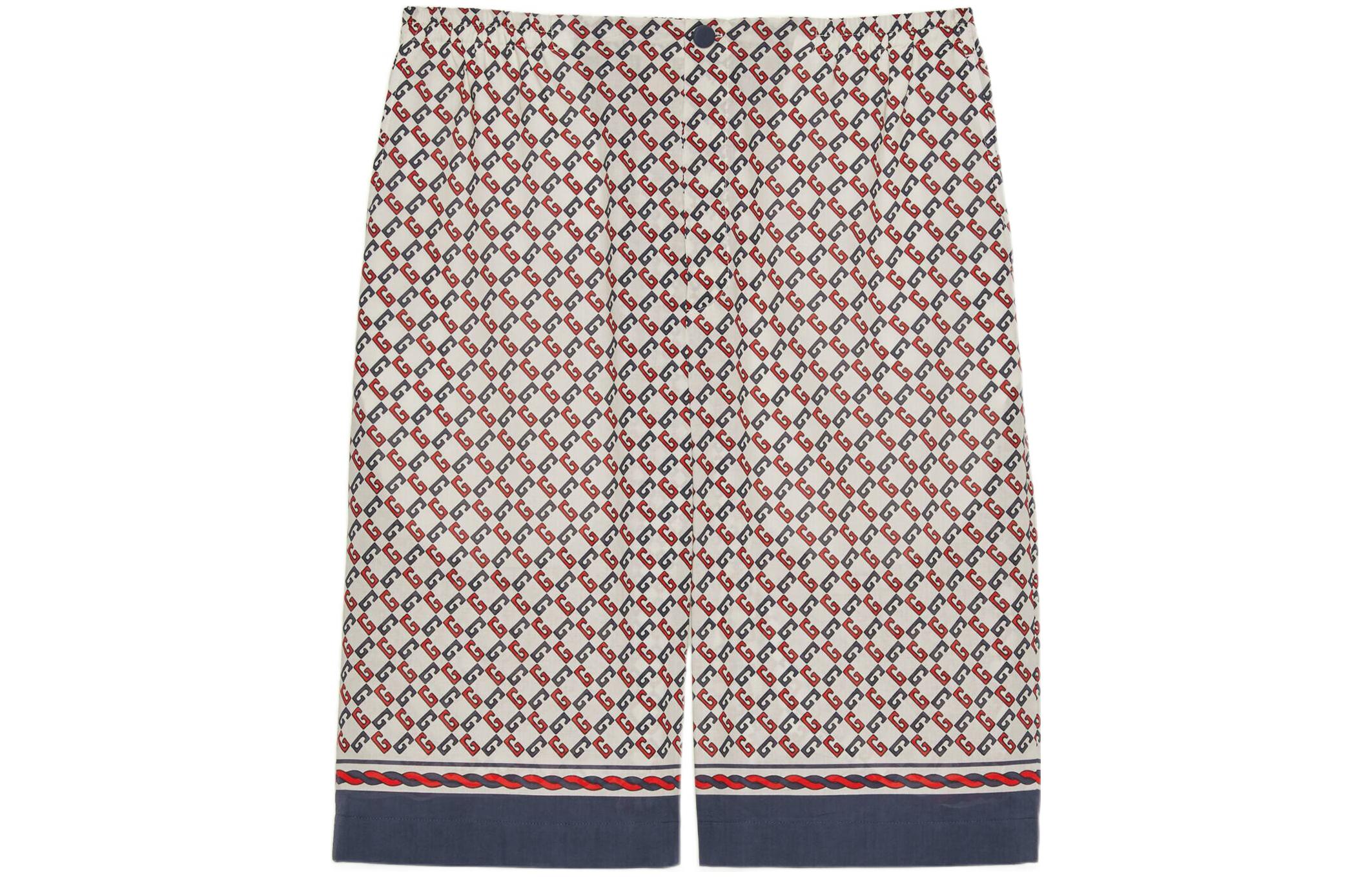 Gucci SS22 Geometric Print Ivory White Shorts 672698-ZAIZY-9093