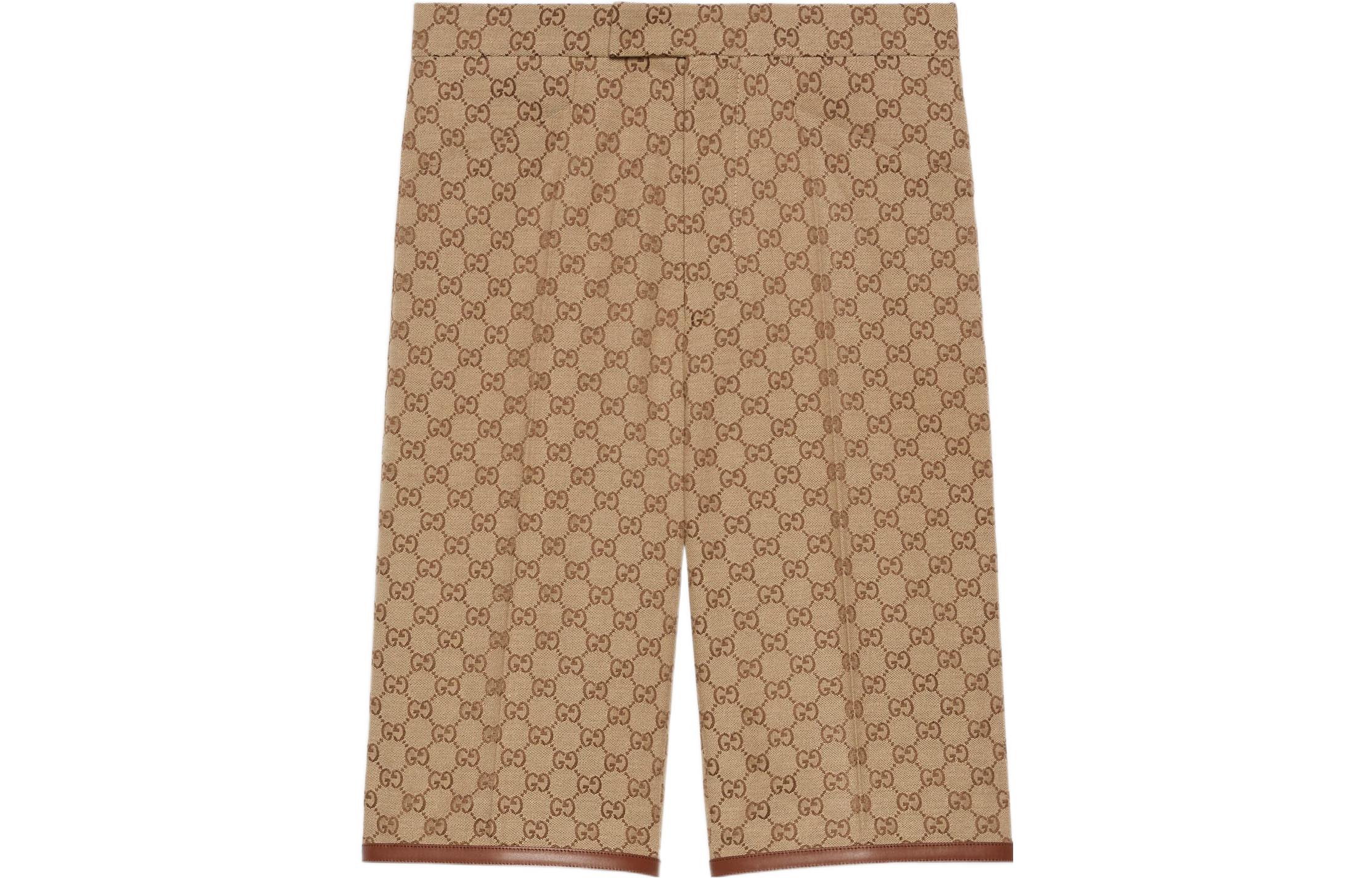 Gucci SS22 Geometric Print Straight Casual Shorts Khaki 675281-Z8ASS-2580