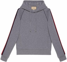 Gucci SS22 Gray Hoodie with Striped Detailing 673623-XJDU4-1093 Gucci SS22 Gray Hoodie with Striped Detailing 673623-XJDU4-1093