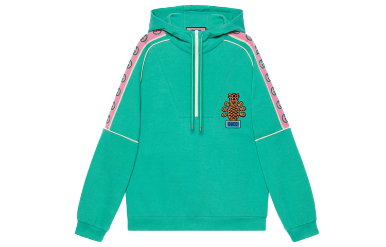 Gucci SS22 Green Colorblock Logo Print Pullover Sweatshirt Men 672429-XJDT0-3779