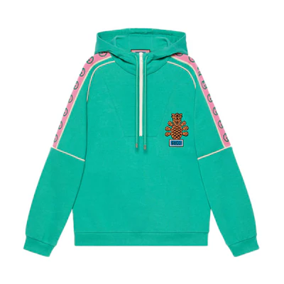 Gucci SS22 Green Colorblock Logo Print Pullover Sweatshirt Men 672429-XJDT0-3779