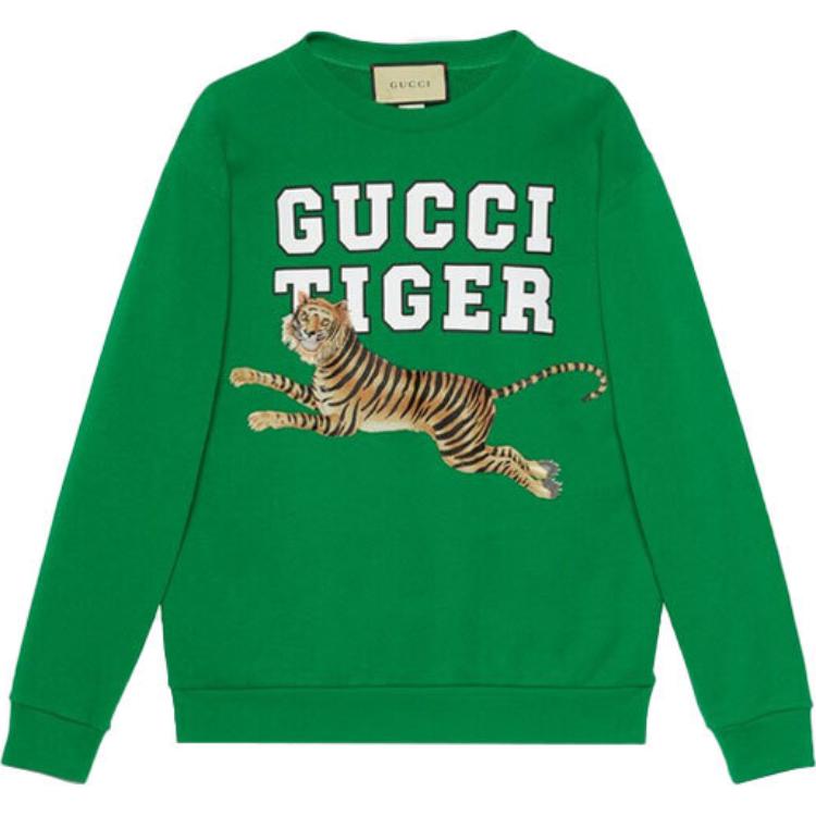 Gucci SS22 Green Logo Print Cotton Long Sleeve Sweatshirt Mens 623245-XJD30-3129