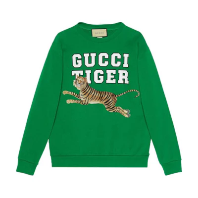 Gucci SS22 Green Logo Print Cotton Long Sleeve Sweatshirt Mens 623245-XJD30-3129