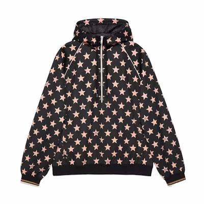 Gucci SS22 Half-Zip Hoodie with Star Print Black 705297-XJEOP-1082