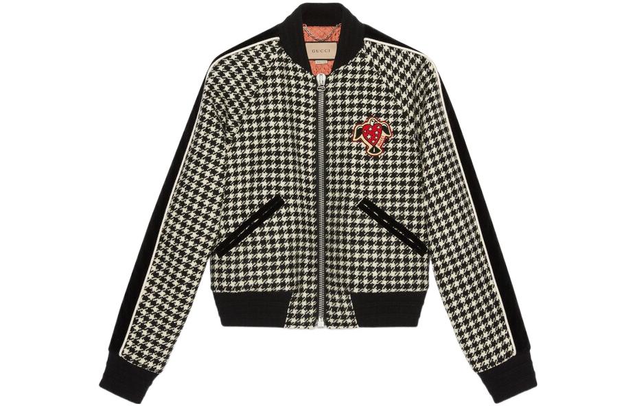 Gucci SS22 Houndstooth Print Zip-Up Jacket Black 713575-ZAK5H-9192