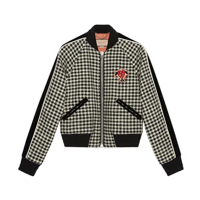 Gucci SS22 Houndstooth Print Zip-Up Jacket Black 713575-ZAK5H-9192