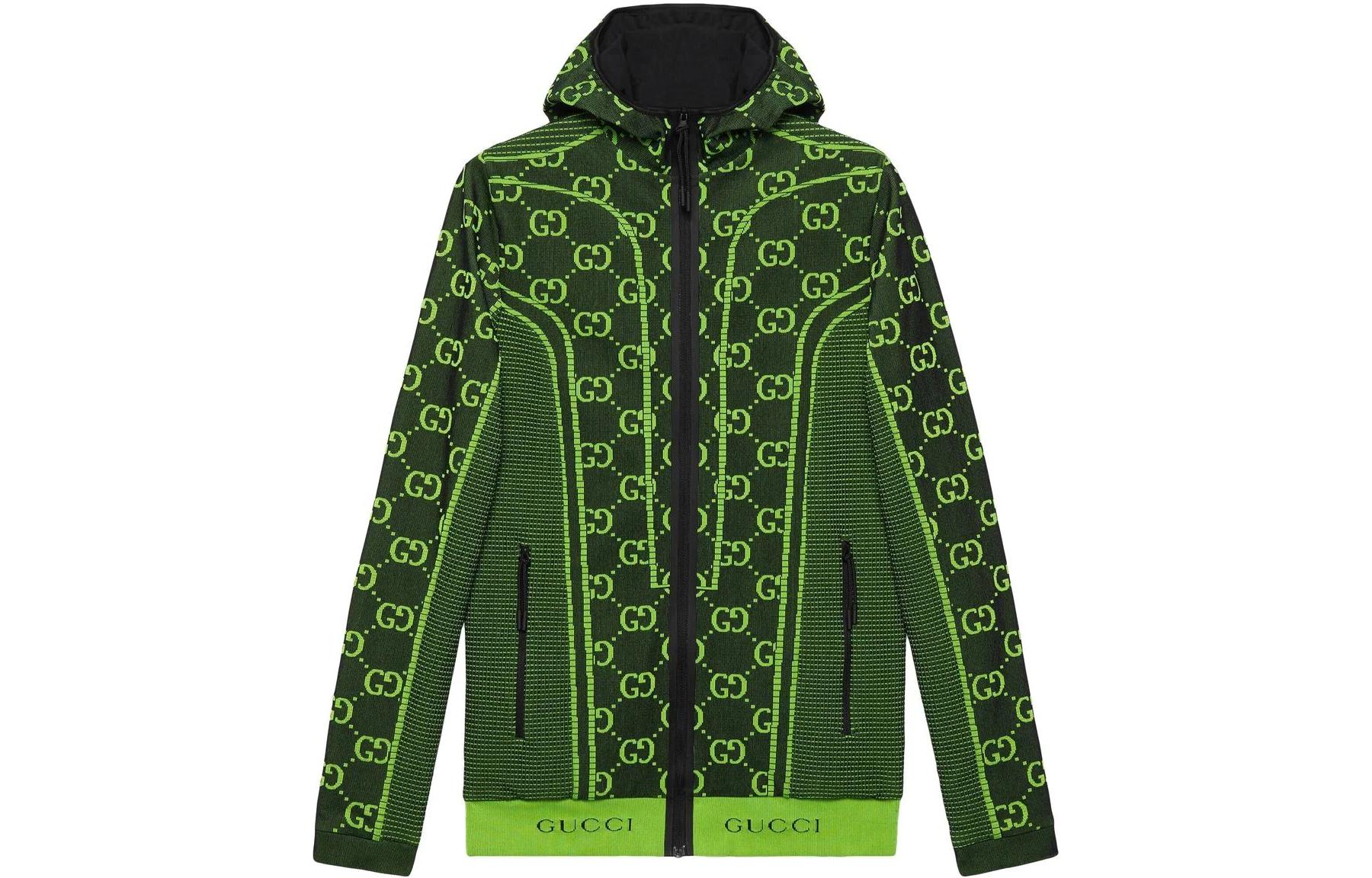 Gucci SS22 Letter Pattern Jacquard Hoodie for Men Green 693109-XJEAI-1131