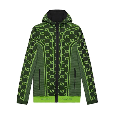 Gucci SS22 Letter Pattern Jacquard Hoodie for Men Green 693109-XJEAI-1131