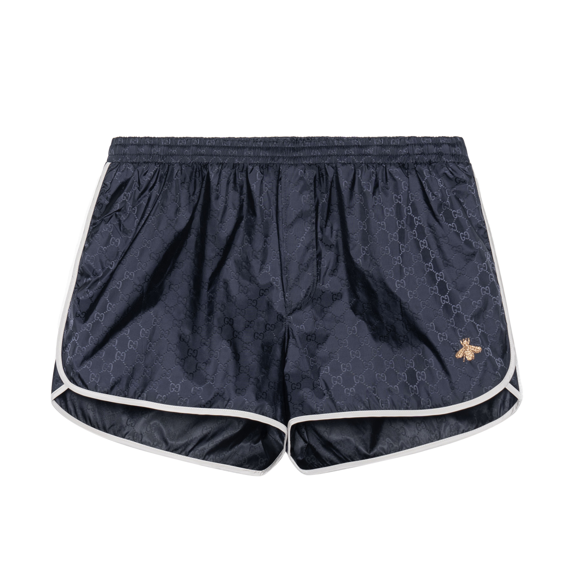 Gucci SS22 Letter Print Bee Embroidered Relaxed Shorts Navy Blue 410571-XR898-4824