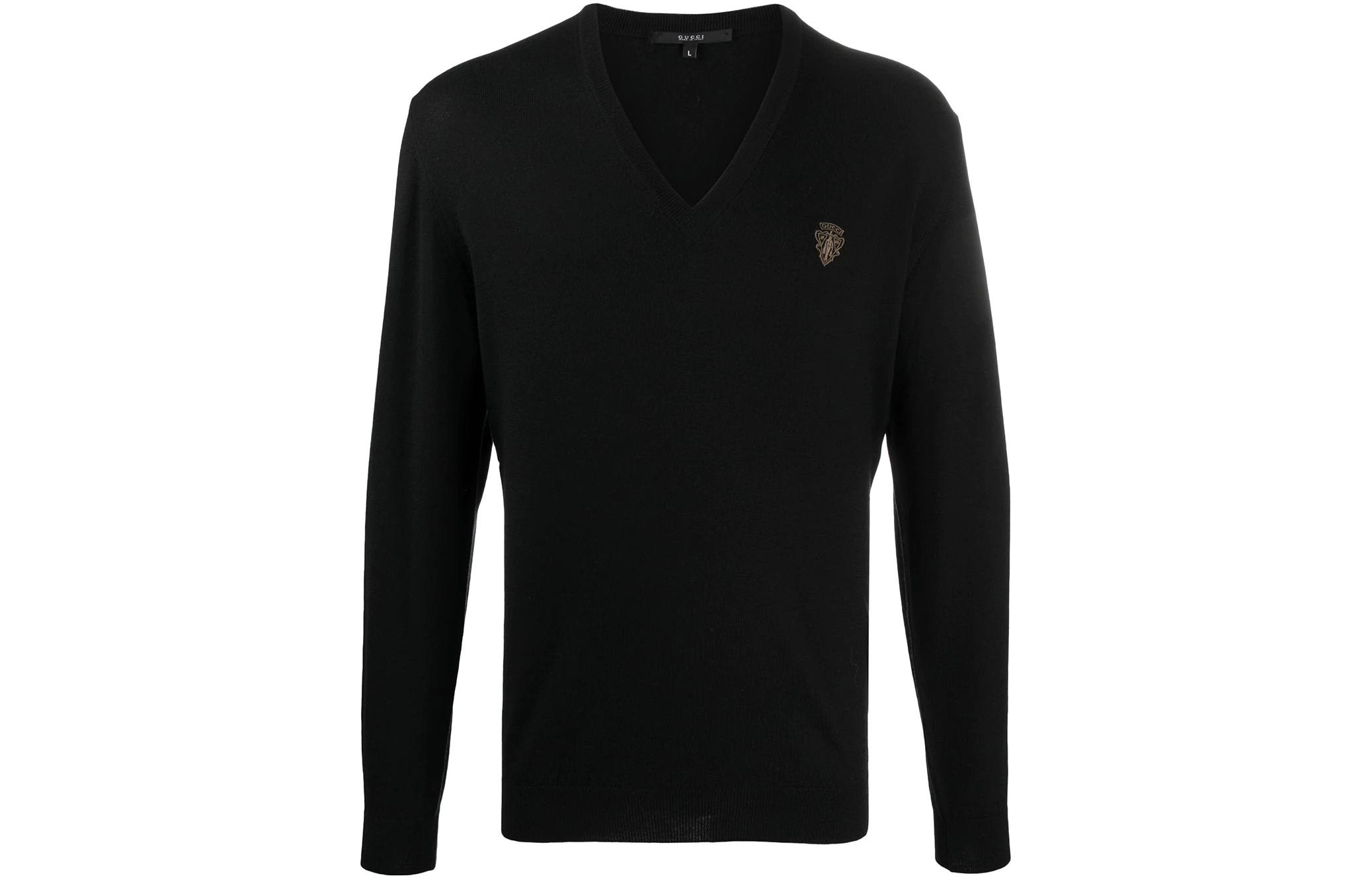 Gucci SS22 Logo Embroidered Appliqué Sweatshirt Black Z71762-95760-1043