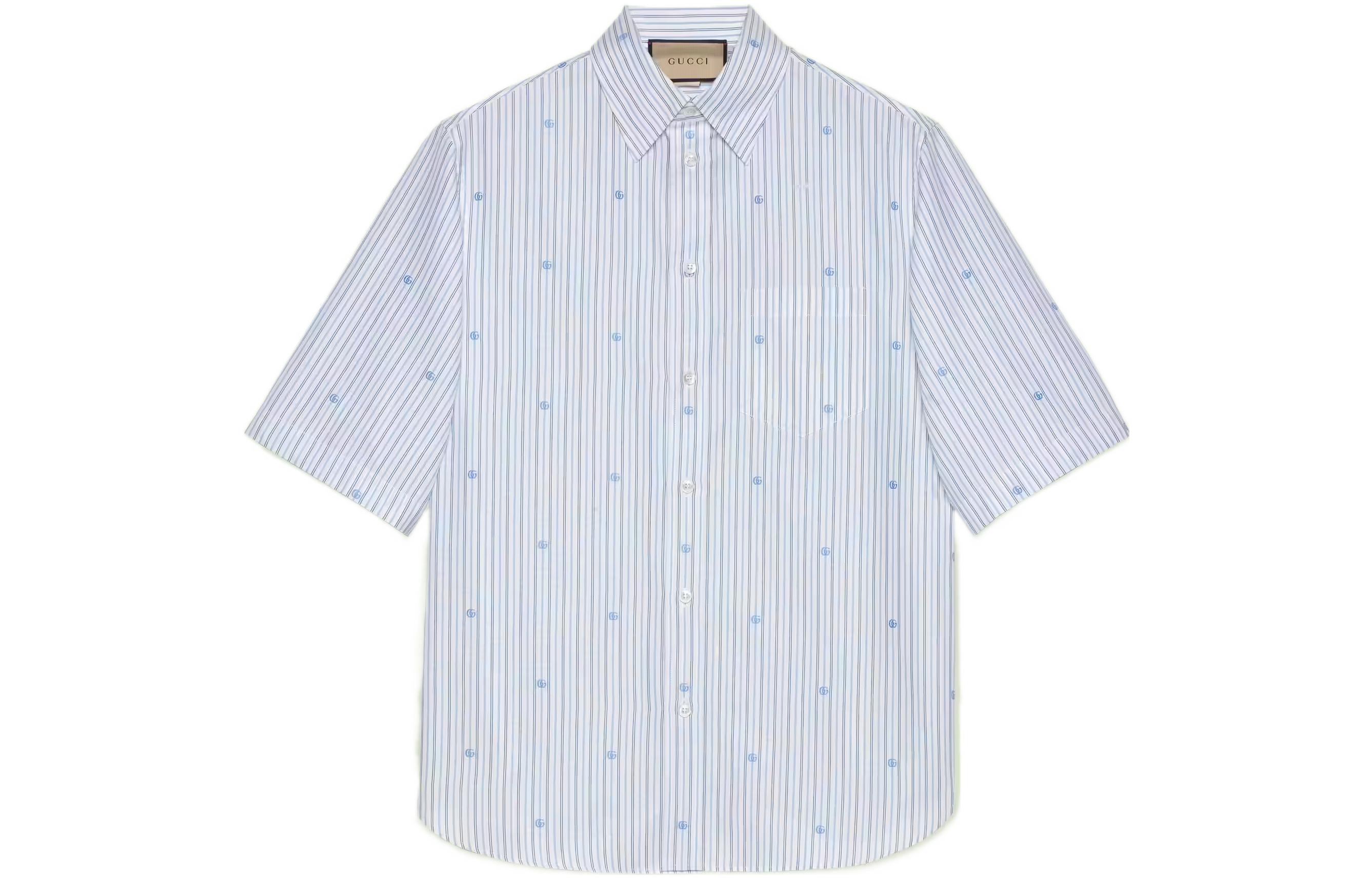 Gucci SS22 Logo Print Stripe Single-Breasted UV Shirt Blue 699128-ZAIUO-9059
