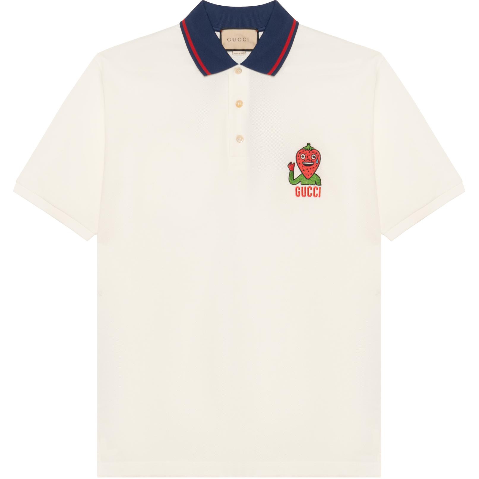 Gucci SS22 Love Parade Embroidered Cartoon Logo Polo Shirt White 700272-XJEMU-9750
