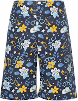 GUCCI SS22 Love Parade Floral & Horse Print Blue Casual Shorts for Men. 672698-ZAITH-4520 GUCCI SS22 Love Parade Floral & Horse Print Blue Casual Shorts for Men. 672698-ZAITH-4520