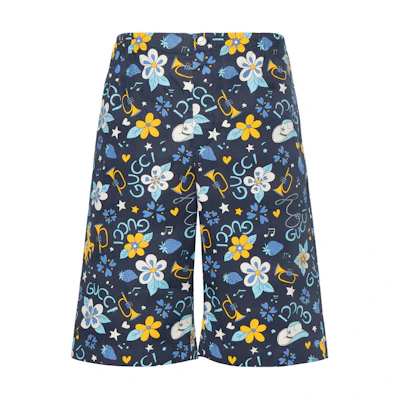 GUCCI SS22 Love Parade Floral & Horse Print Blue Casual Shorts for Men. 672698-ZAITH-4520