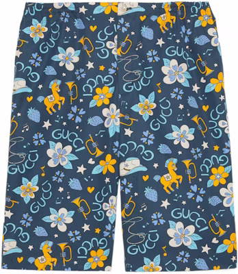 Seluar Pendek Santai Lelaki GUCCI SS22 Love Parade Bunga & Kuda Cetak Biru. 672698-ZAITH-4520 Order Seluar Pendek Santai Lelaki GUCCI SS22 Love Parade Bunga & Kuda Cetak Biru. 672698-ZAITH-4520