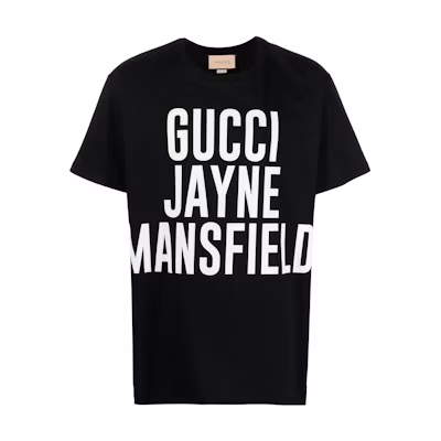 Gucci SS22 Men’s Black Slogan Print Crewneck Tee 548334-XJEOA-1070