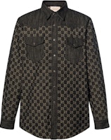 Gucci SS22 Monogram Jacquard Denim Long Sleeve Shirt Black Mens 669613-XDBUF-1289 Gucci SS22 Monogram Jacquard Denim Long Sleeve Shirt Black Mens 669613-XDBUF-1289