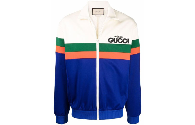 Gucci SS22 Multicolor Zip-Up Jacket with Letter Logo Print 673297-XJDUZ-9093