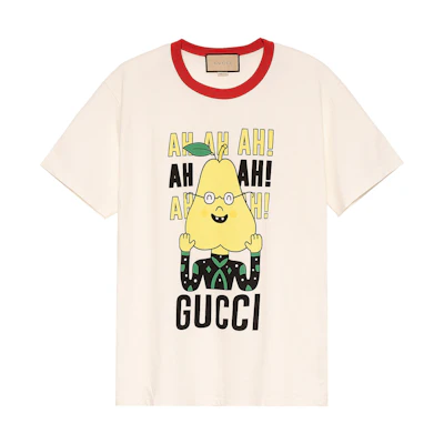 Gucci SS22 Pablo Delcielo Cartoon Print Unisex Beige T-Shirt 703439XJEIY9095